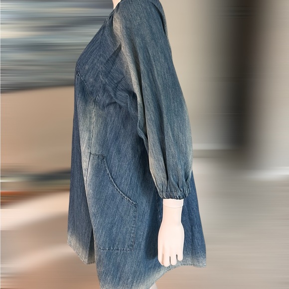 DAY & MOON Washed out denim tunic dress S M L - Picture 6 of 9